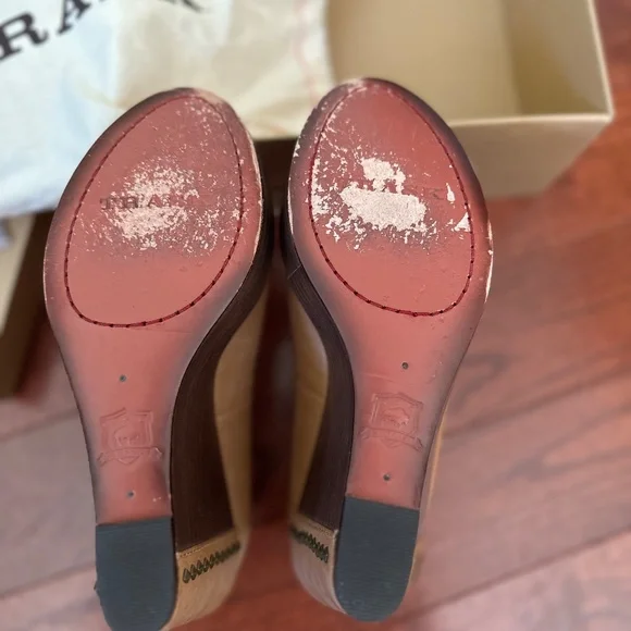 Trask Reina brown leather peep toe wedge - Picture 7 of 11